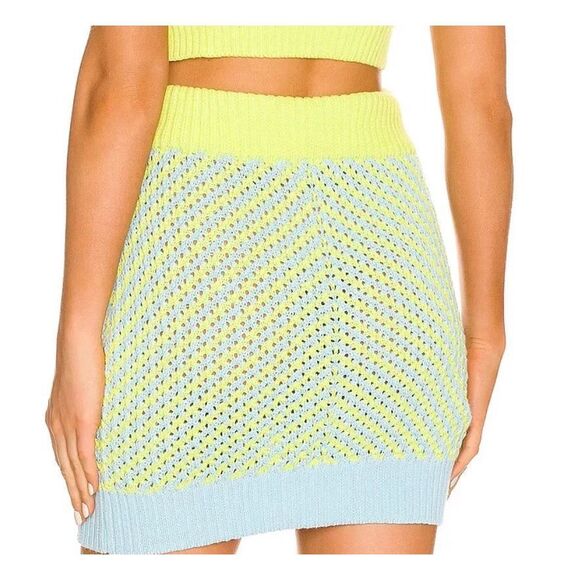NWT For Love & Lemons Jacinda Green & Blue Knit Skirt Size XL - Picture 2 of 7